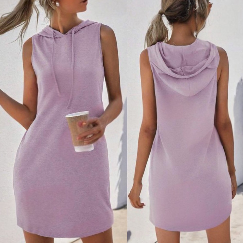 Casual purple sleeveless hoodie dress LAST FEW